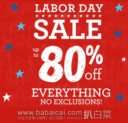 Gymboree:金宝贝美国官网活动又来啦!劳工节大促,全场低至2折+额外8折+免邮!