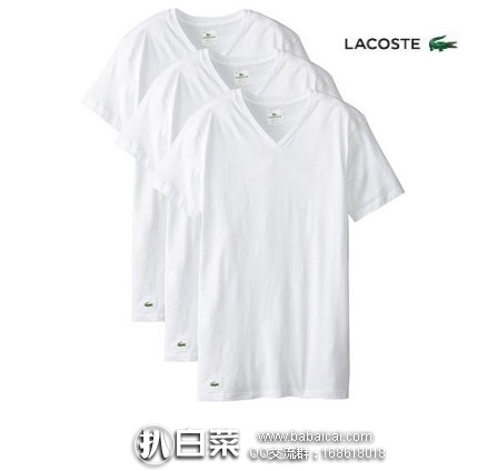 亚马逊海外购:Lacoste 法国鳄鱼 男士 皮马棉短袖T恤3件装 降至¥172.73,凑单免费直邮到手约合¥64/件
