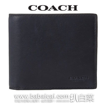 6PM：COACH 蔻驰 Sport Calf Compact ID Wallet 男士钱包 （原价$175，现$89.99），公码9折后$80.99