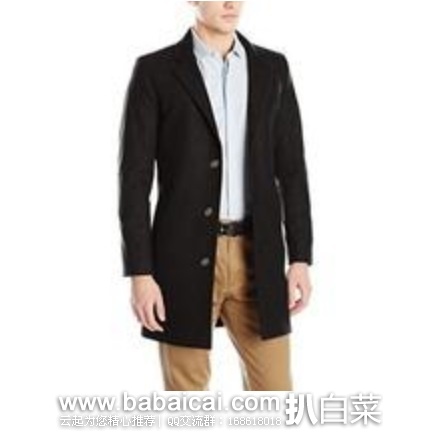 Nautica 诺帝卡 CC 三粒扣男士羊毛混纺大衣 原价$200，现历史低价$44.35，到手约￥395