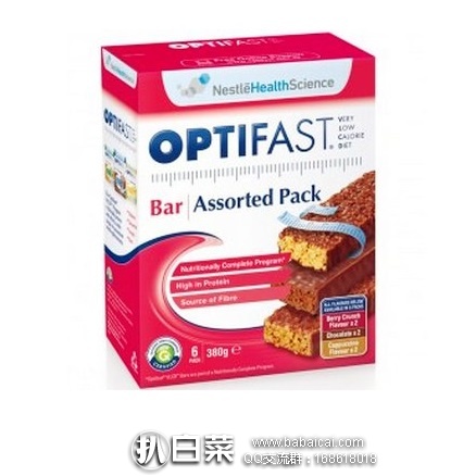澳洲Pharmacyonline药房:Optifast 澳洲低卡路里巧克力棒 减肥零食 6包x60g 特价AU$21.95,下单自动85折实付AU$18.66,凑单直邮包邮到手¥93