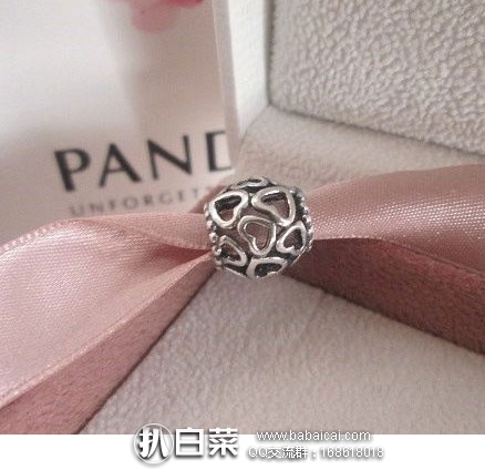 亚马逊海外购：Pandora 潘多拉 Charm Sterling Silver 爱心镂空纯银吊坠 现特价￥119.36，凑单直邮免运费，含税到手历史新低￥140