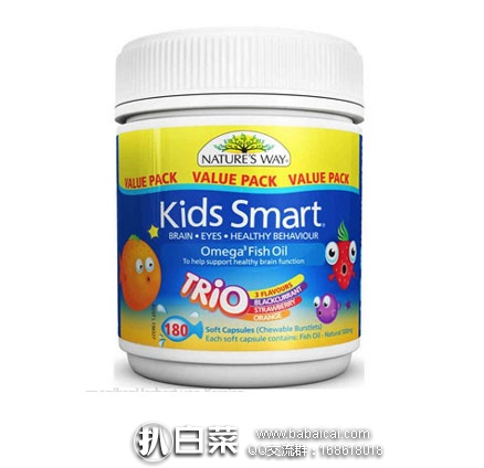Nature's Way 佳思敏 儿童 深海 DHA鱼油软胶囊 180粒 澳洲ChemistWarehouse药房:Nature's Way 佳思敏 儿童 深海 DHA鱼油软胶囊 180粒 历史低价AU.47(约¥115)