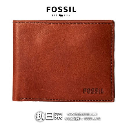 6PM:Fossil 化石 Conner Bifold 男士 真皮钱包 原价,现降至.99