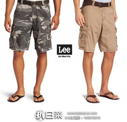 LEE 李牌 Dungarees Belted Wyoming 男士 100%全棉短裤 原价$58，现$13.95，直邮含税到手仅￥166