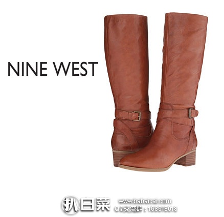 6PM:NINE WEST 玖熙 Vani 女士 真皮粗跟及膝高筒靴 原价9,现3.3折售价.99