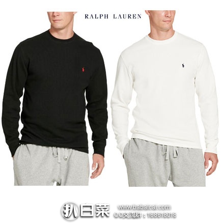 Ralph Lauren拉夫劳伦：男款 圆领纯棉长袖针织衫 原价$45，现折后$25.49，尺码较全