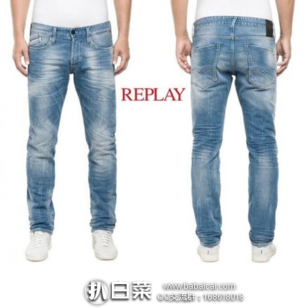 德国亚马逊：REPLAY 男士修身牛仔裤 原价€129，现降至€49.99，直邮退税后€42.01