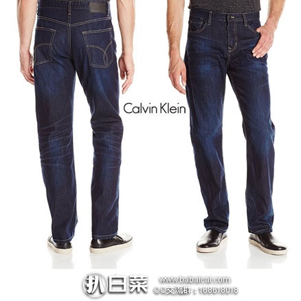 Calvin Klein 男士 纯棉直筒牛仔裤（原价$70，现$34.99），网络星期一7折后$24.49