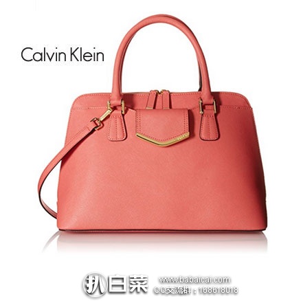 Calvin Klein Saffiano Satchel 女款 真皮手提包 现降至.91