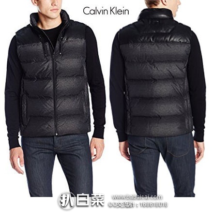 Calvin Klein 男士 修身款羽绒马甲 降至$51.09