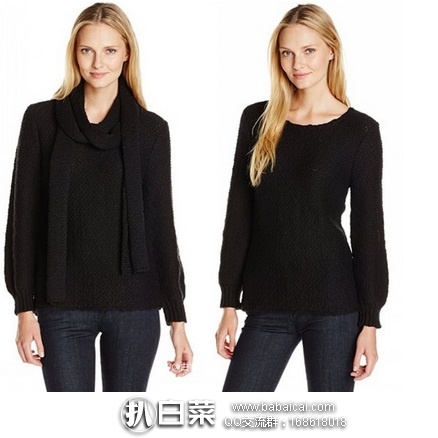Calvin Klein 女士针织毛衣 附送围巾 原价$130，现2.5折历史新低$32.99，到手￥290