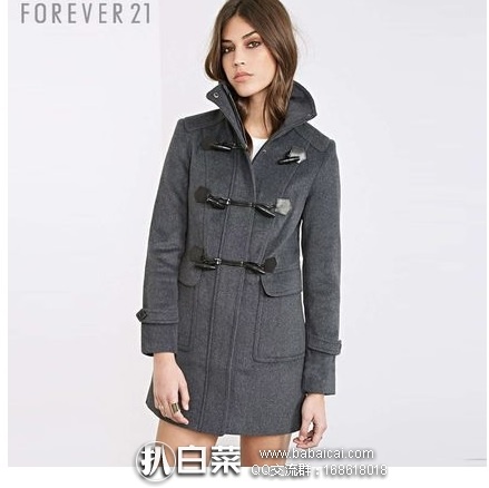 天猫商城:FOREVER21 女款 高领双排扣牛角大衣 两色可选 券后实付¥253包邮