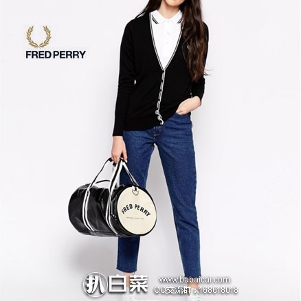 Fred Perry 弗莱德派瑞 中性款 经典波士顿圆筒包 (原价,现.36 ),网络星期一7折后.85