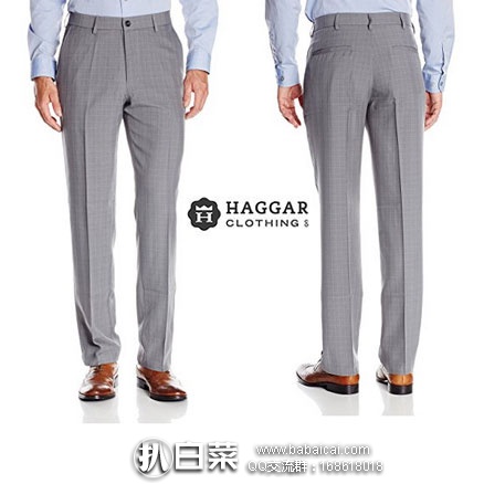 Haggar 男士 直筒正装西裤（原价$60，现降至$31.93），网络星期一7折后$22.35