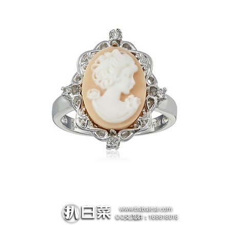 Sterling Silver Pink Cameo Oval 复古银制雕花镶嵌戒指 特价$28.54