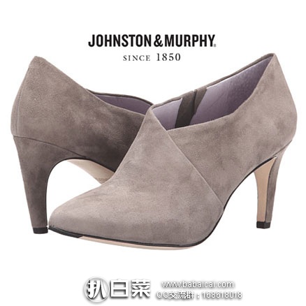 6PM：Johnston & Murphy 女士 麂皮 尖头高跟浅口靴  原价$248，现降至2.8折 $69.99
