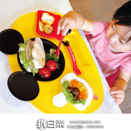 日本亚马逊：锦化成 迪士尼米奇造型 儿童餐具餐盘六件套 降至1156日元（约￥72）