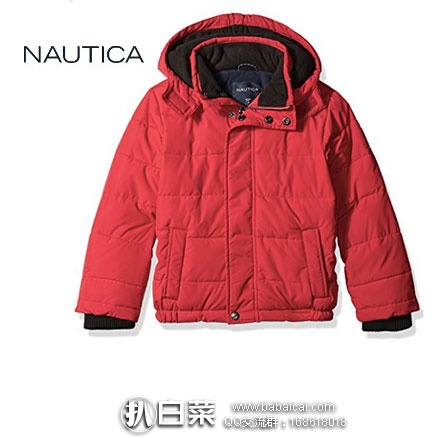 Nautica 诺帝卡 男大童款  带防风帽保暖棉服 降至$29.98