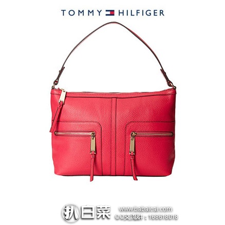 6PM：Tommy Hilfiger 汤米希尔费格 女士 真皮手提包  原价$138，现降至2.2折$29.99