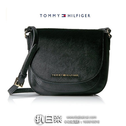 TOMMY HILFIGER 汤米·希尔费格  女款 翻盖真皮斜跨包（原价$138，现$77.63），黑五7折$54.34