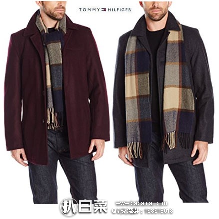 TOMMY HILFIGER 汤米·希尔费格 男士 翻领羊毛单排扣大衣(原价5,现9.99),黑五7折后.99