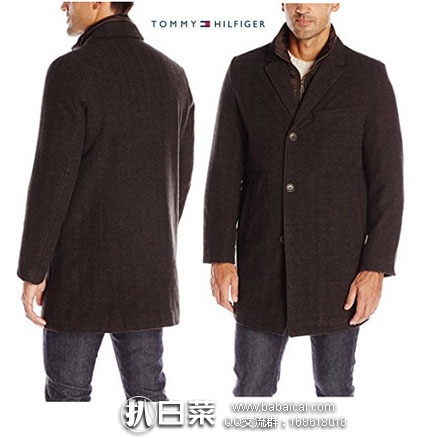 Tommy Hilfiger 汤米希尔费格 男士羊毛混纺大衣 原价$325，现降至$74.99
