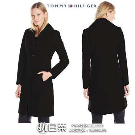 金盒特价，Tommy Hilfiger 汤姆希尔费格  女士 羊毛混纺中长款大衣 原价$240，现$76.99，到手￥650