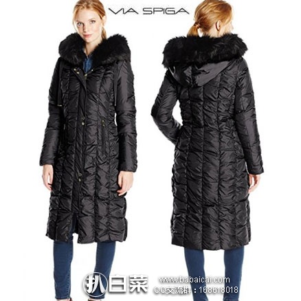 Via Spiga 女士 Faux Fur Trim Hood 长款羽绒服(原价0,现.3 ),下单8折后.84