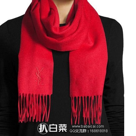LASTCALL:意大利产!YSL 圣罗兰 全羊绒围巾 额外45折特价.75(约¥544元)