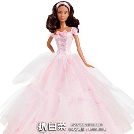 亚马逊海外购：Barbie 芭比娃娃 2016生日限量版 美非混血款 特价￥102.02，凑单直邮免运费，含税到手仅￥114