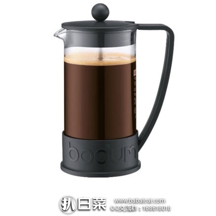 亚马逊海外购：Bodum BRAZIL法式按压咖啡壶 1升 8杯  黑色  降至￥103.75元