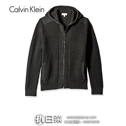 Calvin Klein 男士 Texture Full Zip Hoodie 连帽卫衣 原价$198，现降至2折$39.99