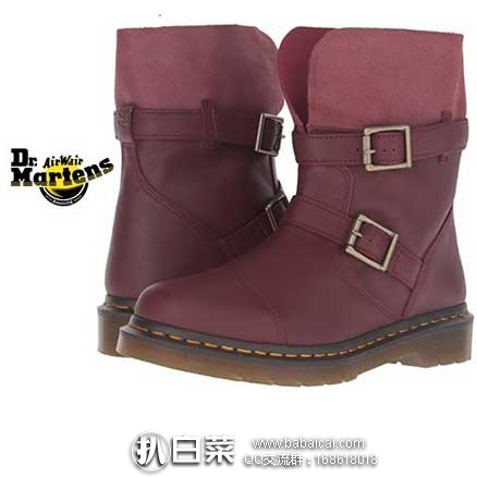Dr. Martens 马丁 女士真皮 双皮带扣款机车靴 降至.98