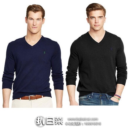 Ralph Lauren拉夫劳伦：男士100%羊毛衫  用码免邮+额外6折后$47.99