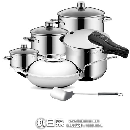亚马逊中国：镇店之宝，WMF 福腾宝 厨房锅具套装（6件套不锈钢锅具） 降至新低￥1799包邮