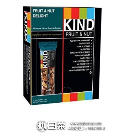 Kind 水果坚果棒 能量棒 代餐棒 12条 特价$10.59，S&S后$10.06，到手约￥100