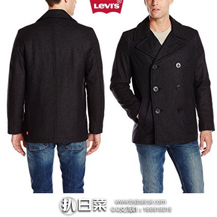 Amazon：Levi’s 李维斯 男士 双排扣羊毛呢外套 原价$265，prime会员7折实付$19.2
