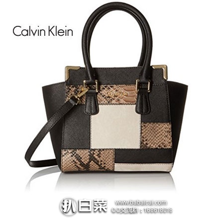 Calvin Klein 女士 几何拼色款 真皮手提单肩包 原价$228,降至3折$68.4