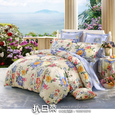 LOVO罗莱家纺官网：LOVO 伊莱 全棉斜纹印花四件套  优惠码折后特价￥199~229包邮