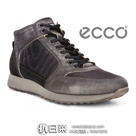 6PM：ECCO 爱步 男士 高帮真皮休闲鞋 原价$170，现降至新低$77.49