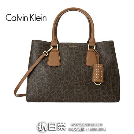6PM：Calvin Klein 女士 Kate Monogram Satchel 真皮印花单肩包  原价 $198，现特价$84.99