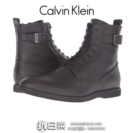 6PM：Calvin Klein Farrin 男士 真皮高帮多孔系带短靴 原价$130，现降至$36.99