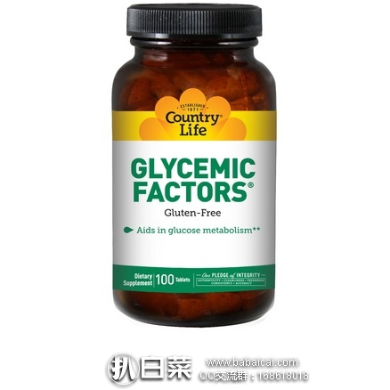 iHerb：Country Life 美国乡村生活 血糖因子膳食补充剂100粒特价$15.3，3瓶直邮包邮包税，到手￥106/瓶