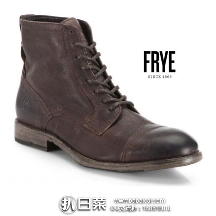 6PM：Frye 弗莱 男士真皮系带短靴 原价$358，现降至3折$107.4