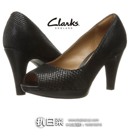 亚马逊海外购：Clarks 其乐 女士 真皮 蛇纹款 鱼嘴高跟鞋 降至￥233.97