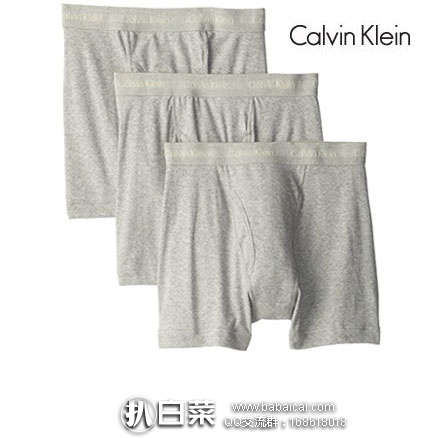 Calvin Klein 卡尔文·克莱恩 男士 平角纯棉内裤 3支装 原价$40，现$17.99