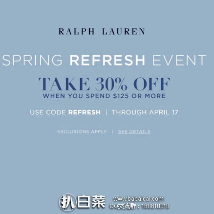 Ralph Lauren拉夫劳伦：精选男女童服饰鞋履等，满$125额外7折！