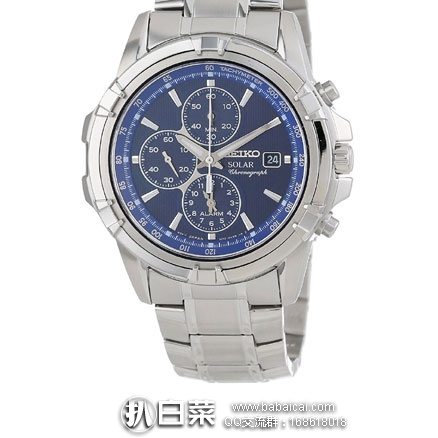 亚马逊海外购：Seiko 精工 SSC141 太阳能 男士三眼式计时不锈钢手表  降价到￥925元
