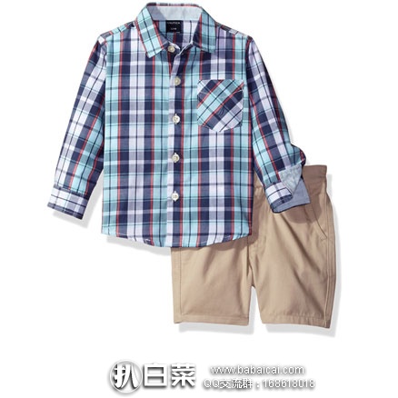 亚马逊海外购：Nautica 诺帝卡 男款（ 1岁~2岁）童装2件套（衬衫+半截裤）  售价￥57.97